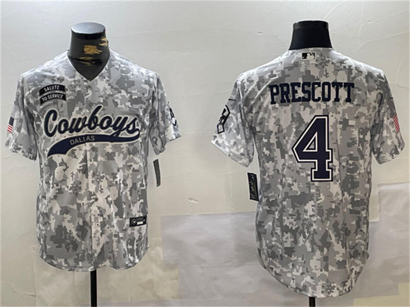 Men's Dallas Cowboys #4 Dak Prescott 2024 Arctic Camo Salute to Service Stitched Baseball Jersey Men's Dallas Cowboys #4 Dak Prescott 2024 Arctic Camo Salute to Service Stitched Baseball Jersey
